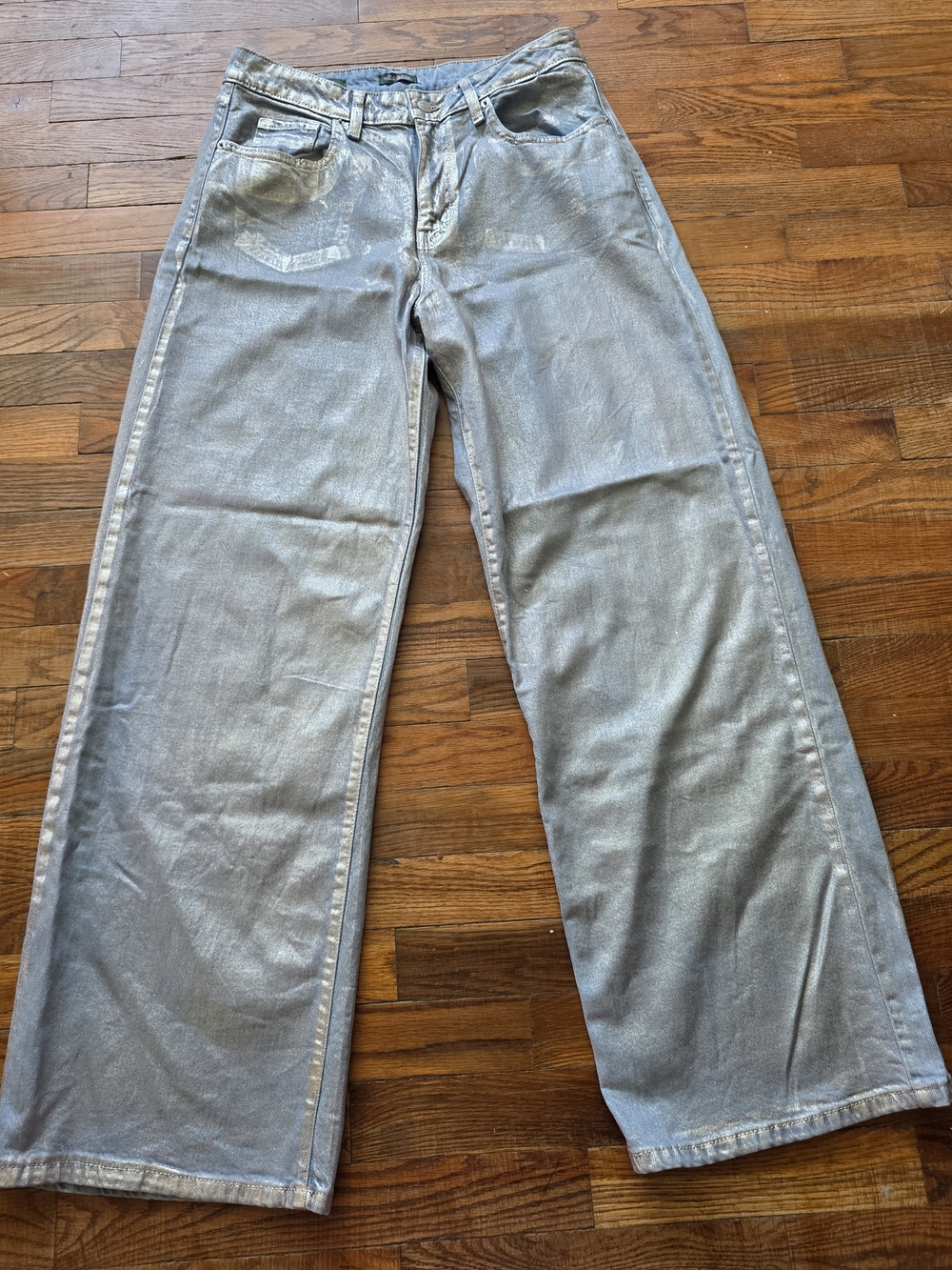wild fable Silver Metallic Wide Leg Jeans